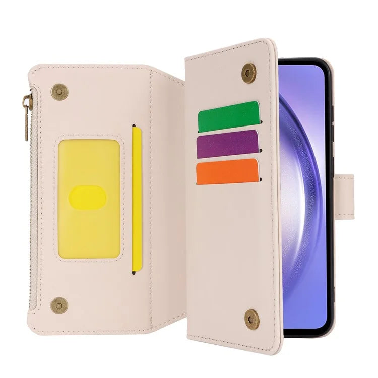 Cell Phone Case for Samsung Galaxy A54 5G RFID Blocking Leather Cover with 2 Straps