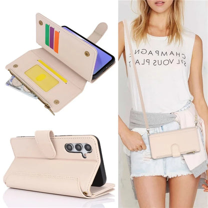Cell Phone Case for Samsung Galaxy A54 5G RFID Blocking Leather Cover with 2 Straps