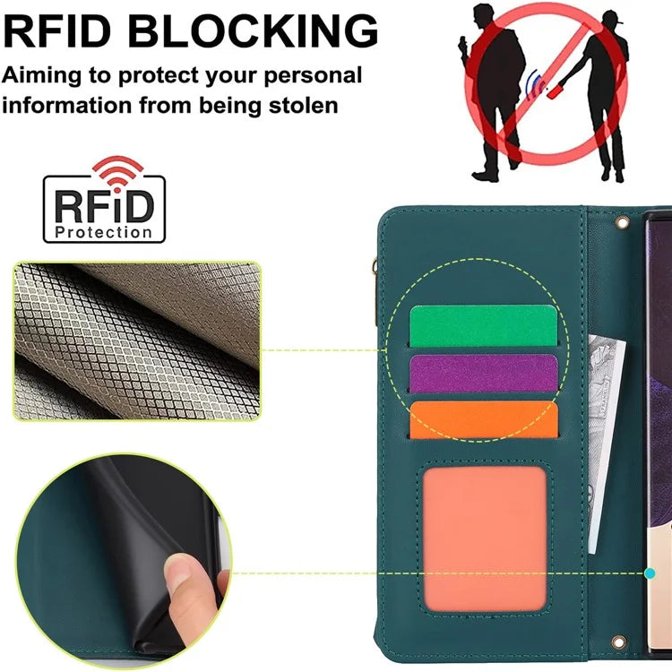 For Samsung Galaxy Note20 Ultra / Note20 Ultra 5G Case RFID Blocking Cell Phone Leather Cover