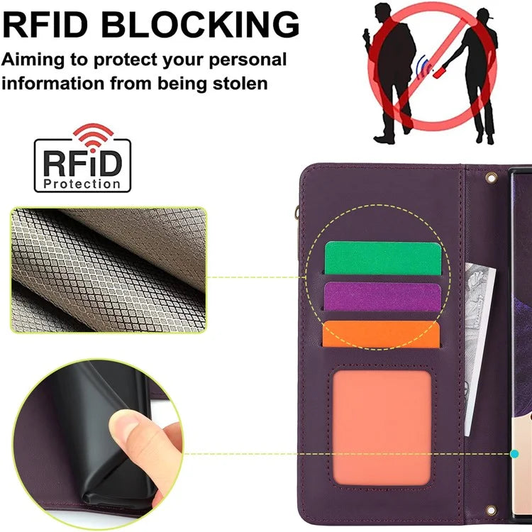 For Samsung Galaxy Note20 Ultra / Note20 Ultra 5G Case RFID Blocking Cell Phone Leather Cover