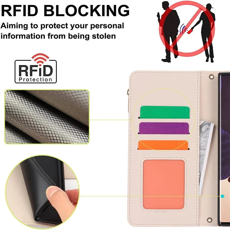 For Samsung Galaxy Note20 Ultra / Note20 Ultra 5G Case RFID Blocking Cell Phone Leather Cover