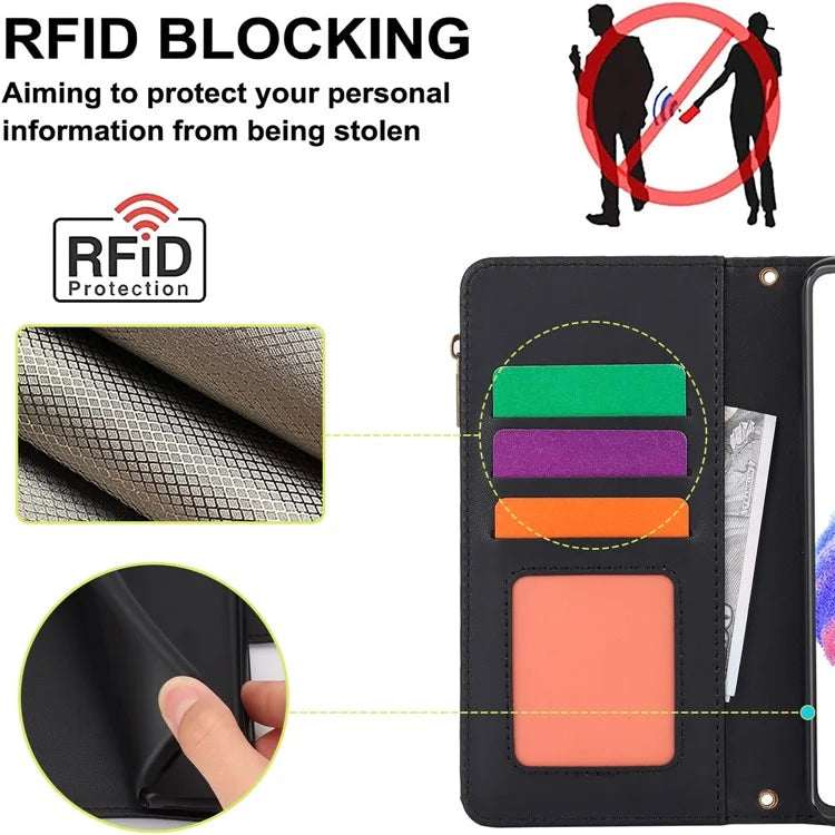 Cell Phone Case for Samsung Galaxy A53 5G RFID Blocking Bump Proof Leather Cover