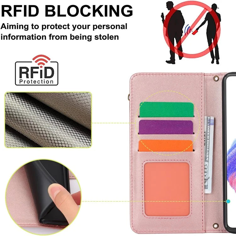 Cell Phone Case for Samsung Galaxy A53 5G RFID Blocking Bump Proof Leather Cover