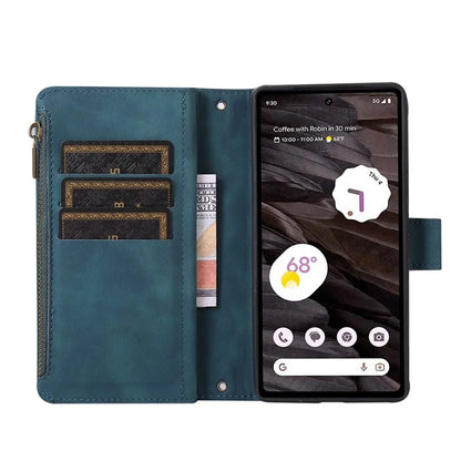For Google Pixel 6 Pro 5G Magnetic Case Rhombus Imprint Leather Flip Stand Cover with Wrist strap