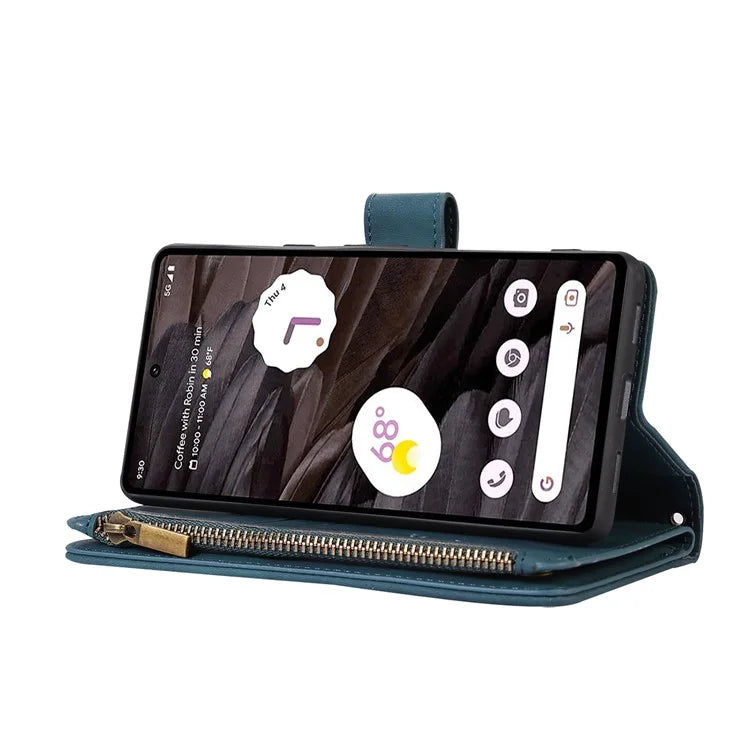For Google Pixel 6 Pro 5G Magnetic Case Rhombus Imprint Leather Flip Stand Cover with Wrist strap