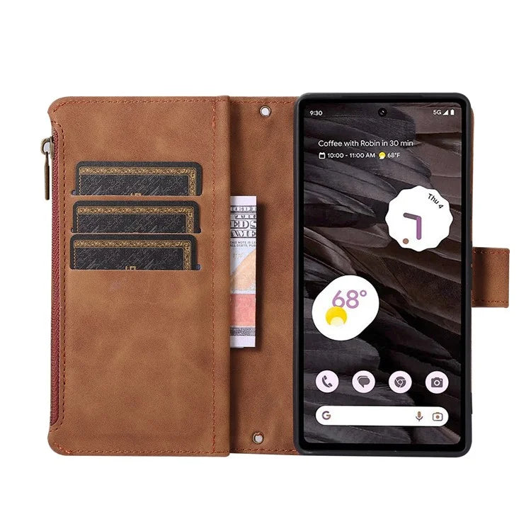 For Google Pixel 6 Pro 5G Magnetic Case Rhombus Imprint Leather Flip Stand Cover with Wrist strap