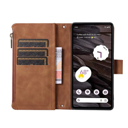 For Google Pixel 6 Pro 5G Magnetic Case Rhombus Imprint Leather Flip Stand Cover with Wrist strap