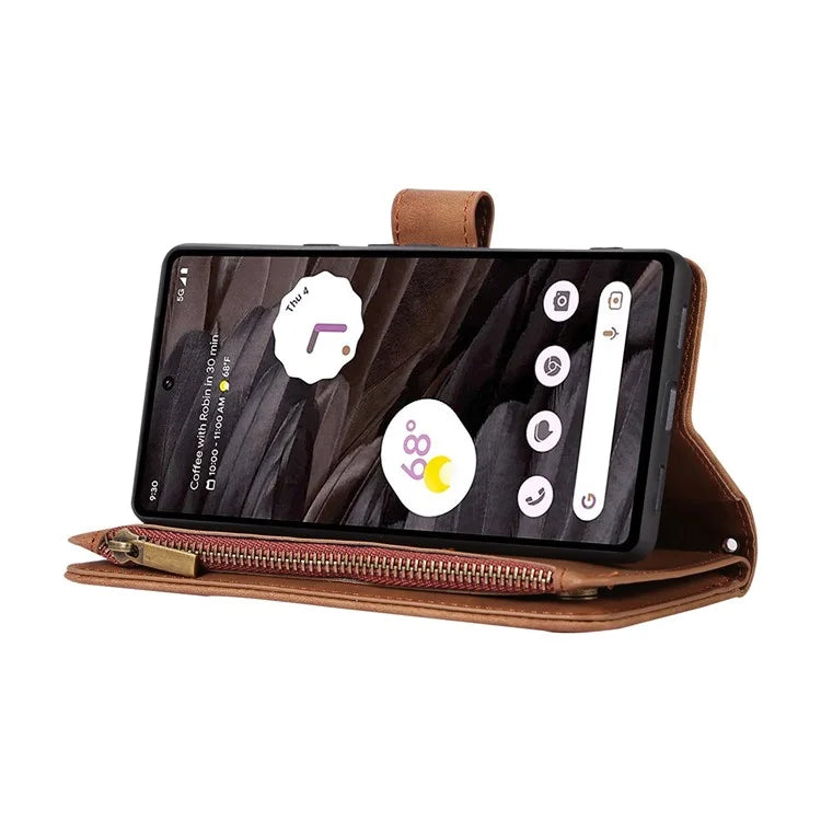 For Google Pixel 6 Pro 5G Magnetic Case Rhombus Imprint Leather Flip Stand Cover with Wrist strap