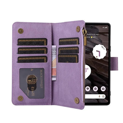 For Google Pixel 6 Pro 5G Magnetic Case Rhombus Imprint Leather Flip Stand Cover with Wrist strap