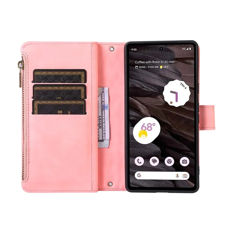 For Google Pixel 6 Pro 5G Magnetic Case Rhombus Imprint Leather Flip Stand Cover with Wrist strap