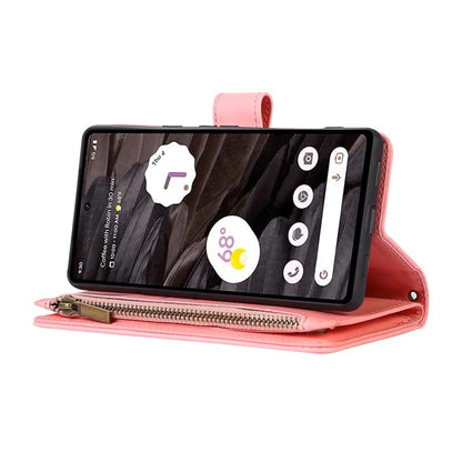 For Google Pixel 6 Pro 5G Magnetic Case Rhombus Imprint Leather Flip Stand Cover with Wrist strap