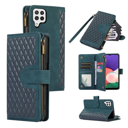 For Samsung Galaxy A12 Cell Phone Case 9 Card Slots Zipper Pocket Anti-scratch Leather Cover