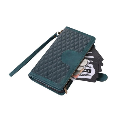For Samsung Galaxy A12 Cell Phone Case 9 Card Slots Zipper Pocket Anti-scratch Leather Cover