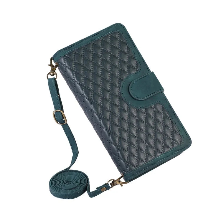 For Samsung Galaxy A12 Cell Phone Case 9 Card Slots Zipper Pocket Anti-scratch Leather Cover