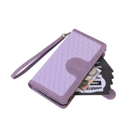 For Samsung Galaxy A12 Cell Phone Case 9 Card Slots Zipper Pocket Anti-scratch Leather Cover