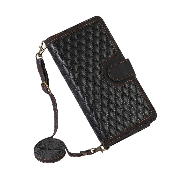 For Samsung Galaxy A12 Cell Phone Case 9 Card Slots Zipper Pocket Anti-scratch Leather Cover