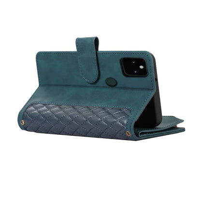 For Google Pixel 5a 5G Magnetic Phone Case PU Leather Zipper Pocket Cover with 9 Card Slots