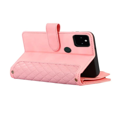 For Google Pixel 5a 5G Magnetic Phone Case PU Leather Zipper Pocket Cover with 9 Card Slots