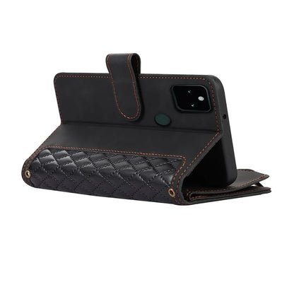 For Google Pixel 5a 5G Magnetic Phone Case PU Leather Zipper Pocket Cover with 9 Card Slots