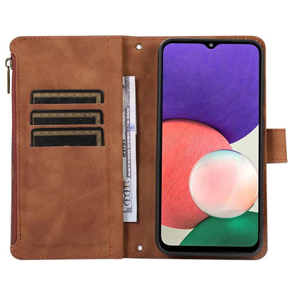 Zipper Pocket Case For Samsung Galaxy A22 4G (EU Version) Shell Imprinted Leather Wallet Stand Cover