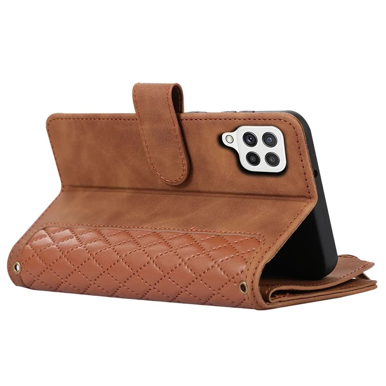 Zipper Pocket Case For Samsung Galaxy A22 4G (EU Version) Shell Imprinted Leather Wallet Stand Cover