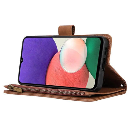 Zipper Pocket Case For Samsung Galaxy A22 4G (EU Version) Shell Imprinted Leather Wallet Stand Cover