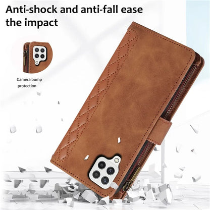 Zipper Pocket Case For Samsung Galaxy A22 4G (EU Version) Shell Imprinted Leather Wallet Stand Cover