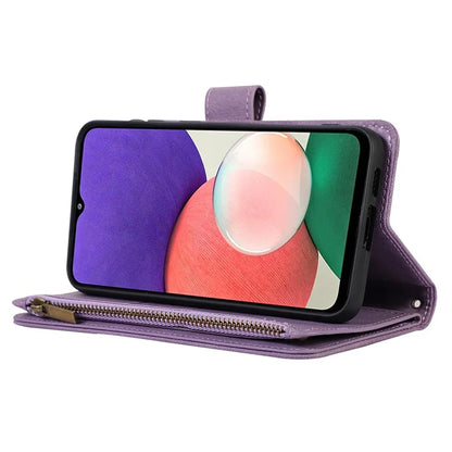 Zipper Pocket Case For Samsung Galaxy A22 4G (EU Version) Shell Imprinted Leather Wallet Stand Cover