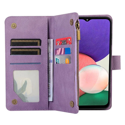 Zipper Pocket Case For Samsung Galaxy A22 4G (EU Version) Shell Imprinted Leather Wallet Stand Cover