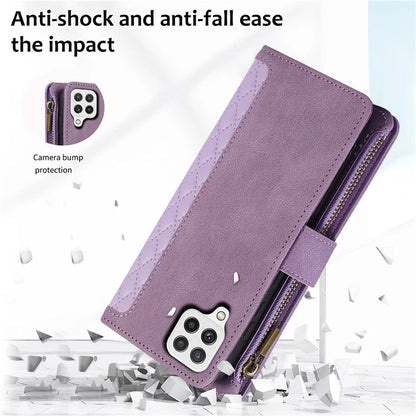 Zipper Pocket Case For Samsung Galaxy A22 4G (EU Version) Shell Imprinted Leather Wallet Stand Cover