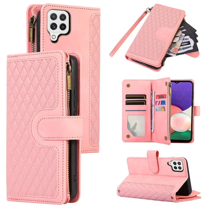 Zipper Pocket Case For Samsung Galaxy A22 4G (EU Version) Shell Imprinted Leather Wallet Stand Cover