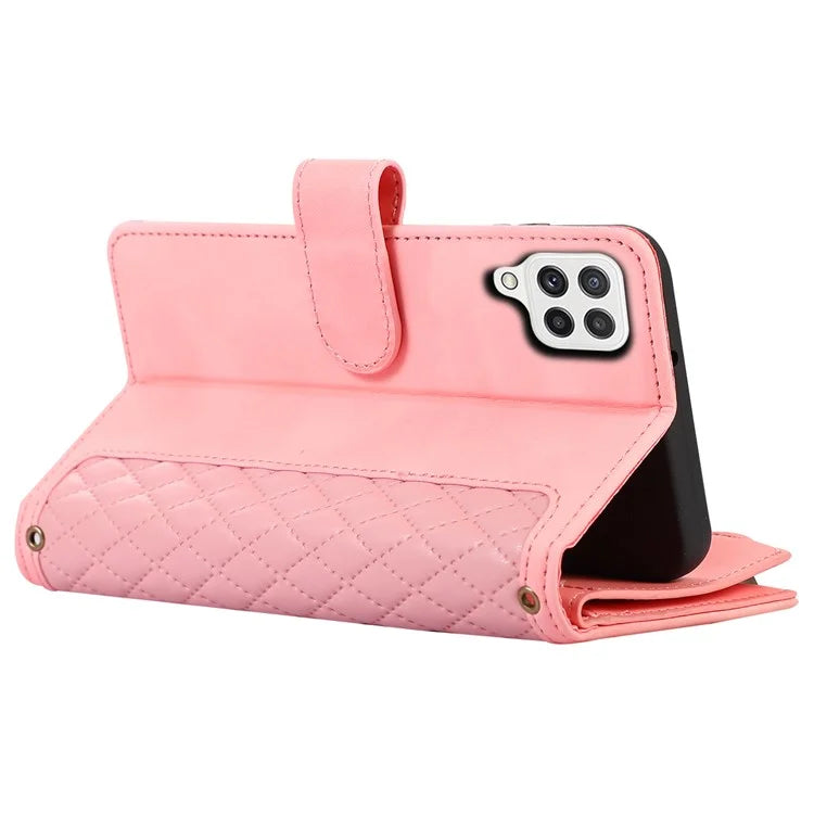 Zipper Pocket Case For Samsung Galaxy A22 4G (EU Version) Shell Imprinted Leather Wallet Stand Cover