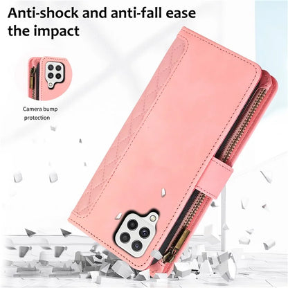 Zipper Pocket Case For Samsung Galaxy A22 4G (EU Version) Shell Imprinted Leather Wallet Stand Cover