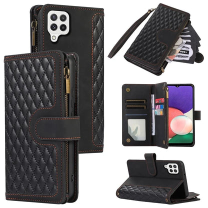 Zipper Pocket Case For Samsung Galaxy A22 4G (EU Version) Shell Imprinted Leather Wallet Stand Cover