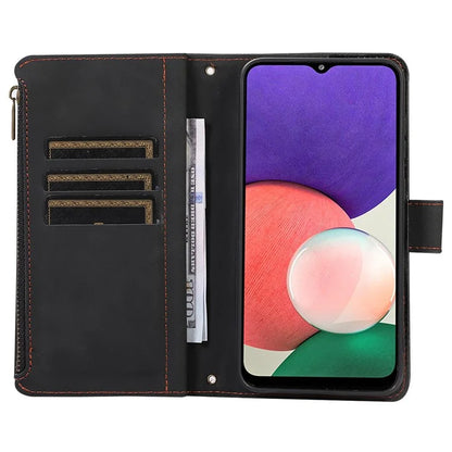 Zipper Pocket Case For Samsung Galaxy A22 4G (EU Version) Shell Imprinted Leather Wallet Stand Cover