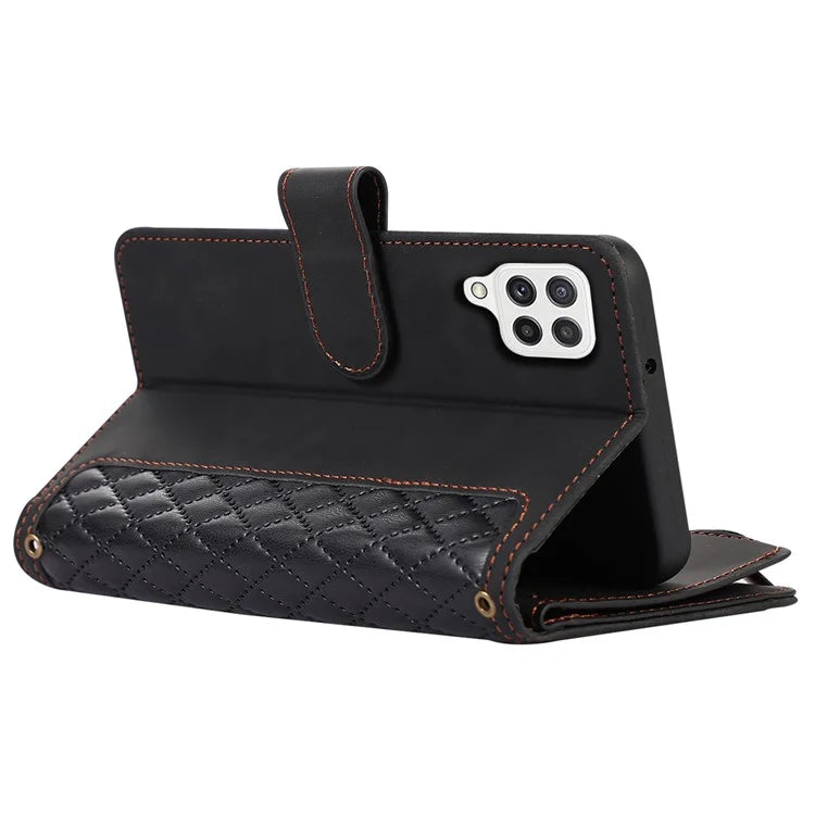 Zipper Pocket Case For Samsung Galaxy A22 4G (EU Version) Shell Imprinted Leather Wallet Stand Cover
