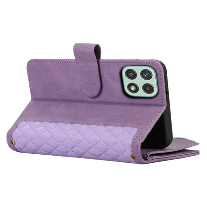 Imprinted Leather Cover for Samsung Galaxy A22 5G (EU Version) Case Zipper Pocket Card Slots Phone Shell