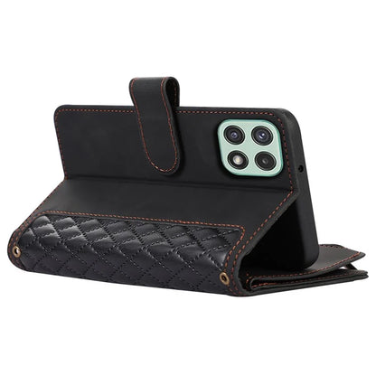 Imprinted Leather Cover for Samsung Galaxy A22 5G (EU Version) Case Zipper Pocket Card Slots Phone Shell