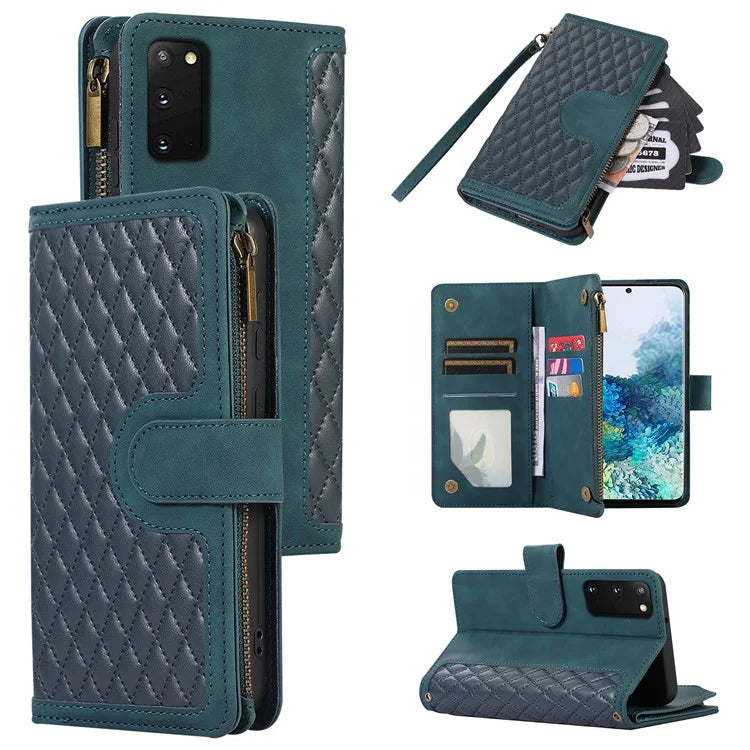 For Samsung Galaxy S20 FE 2022 / S20 FE 5G / S20 FE / S20 Lite 5G Magnetic Phone Case Leather+TPU 9 Card Slots Cover