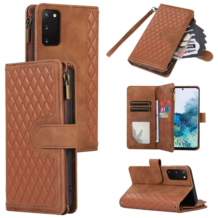 For Samsung Galaxy S20 FE 2022 / S20 FE 5G / S20 FE / S20 Lite 5G Magnetic Phone Case Leather+TPU 9 Card Slots Cover