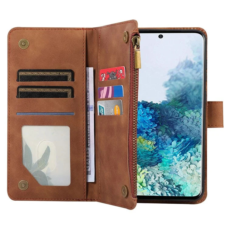 For Samsung Galaxy S20 FE 2022 / S20 FE 5G / S20 FE / S20 Lite 5G Magnetic Phone Case Leather+TPU 9 Card Slots Cover