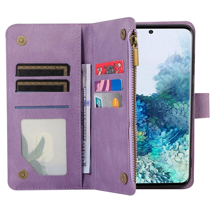 For Samsung Galaxy S20 FE 2022 / S20 FE 5G / S20 FE / S20 Lite 5G Magnetic Phone Case Leather+TPU 9 Card Slots Cover