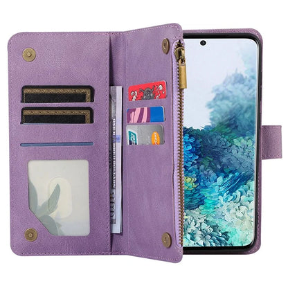 For Samsung Galaxy S20 FE 2022 / S20 FE 5G / S20 FE / S20 Lite 5G Magnetic Phone Case Leather+TPU 9 Card Slots Cover