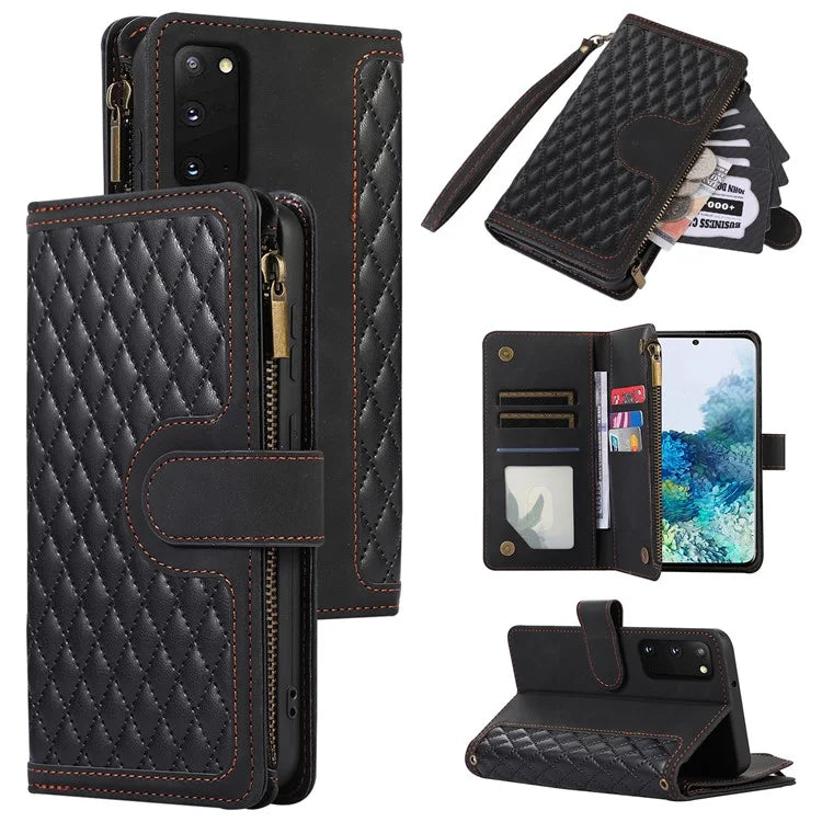 For Samsung Galaxy S20 FE 2022 / S20 FE 5G / S20 FE / S20 Lite 5G Magnetic Phone Case Leather+TPU 9 Card Slots Cover
