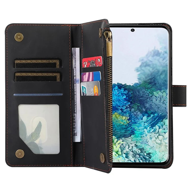 For Samsung Galaxy S20 FE 2022 / S20 FE 5G / S20 FE / S20 Lite 5G Magnetic Phone Case Leather+TPU 9 Card Slots Cover