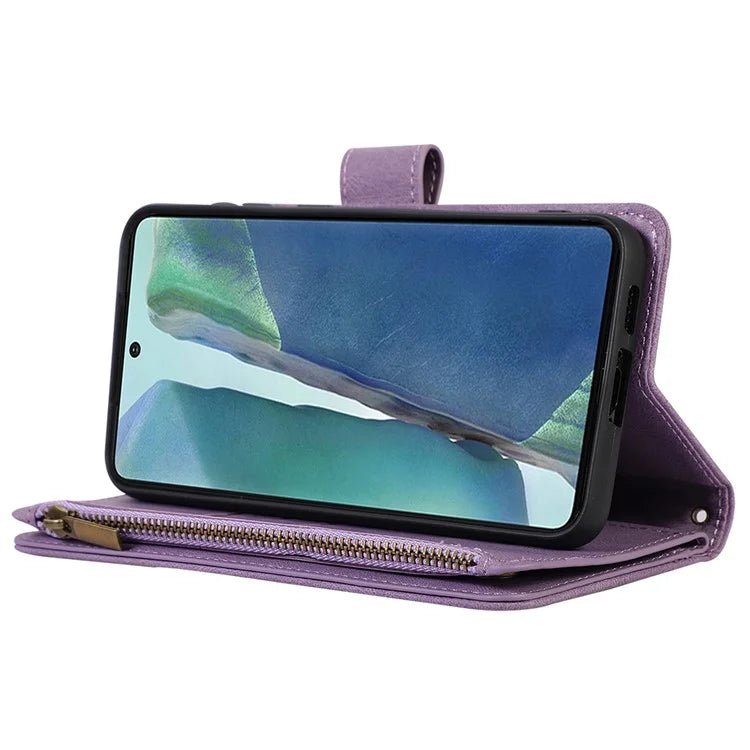 For Samsung Galaxy Note20 Ultra / Note20 Ultra 5G Cover 9 Card Slots Zipper Pocket Phone Wallet Case