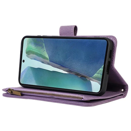 For Samsung Galaxy Note20 Ultra / Note20 Ultra 5G Cover 9 Card Slots Zipper Pocket Phone Wallet Case