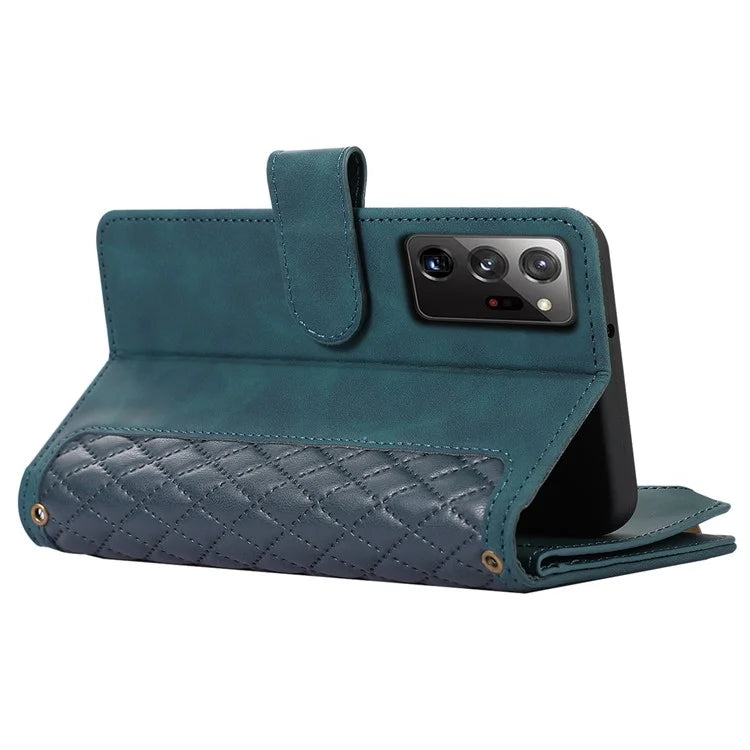 For Samsung Galaxy Note20 Ultra / Note20 Ultra 5G Cover 9 Card Slots Zipper Pocket Phone Wallet Case