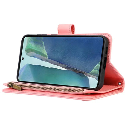 For Samsung Galaxy Note20 Ultra / Note20 Ultra 5G Cover 9 Card Slots Zipper Pocket Phone Wallet Case