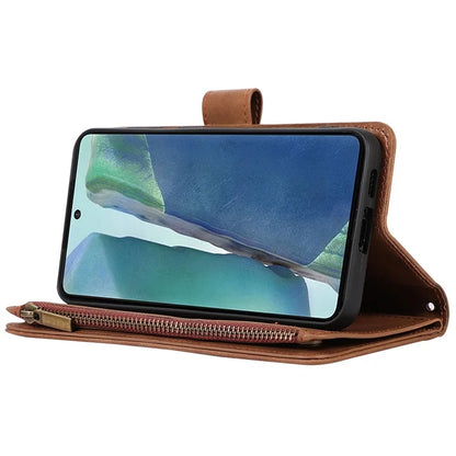 For Samsung Galaxy Note20 Ultra / Note20 Ultra 5G Cover 9 Card Slots Zipper Pocket Phone Wallet Case